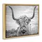 Stupell Industries Grey Highland Cow Photograph Framed Floater Canvas Wall Art